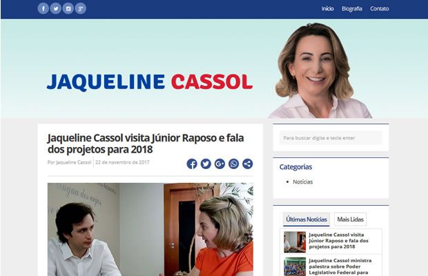 Jaqueline Cassol lança site oficial para divulgar ações e interagir com internautas