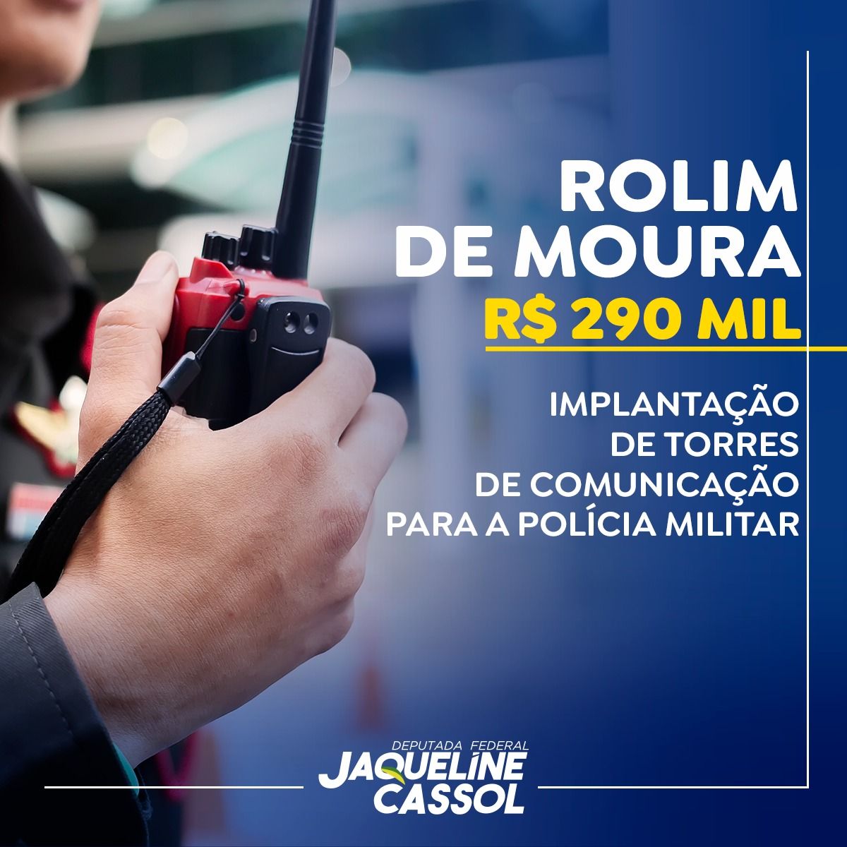 Jaqueline Cassol confirma mais recursos para a PM de Rolim de Moura